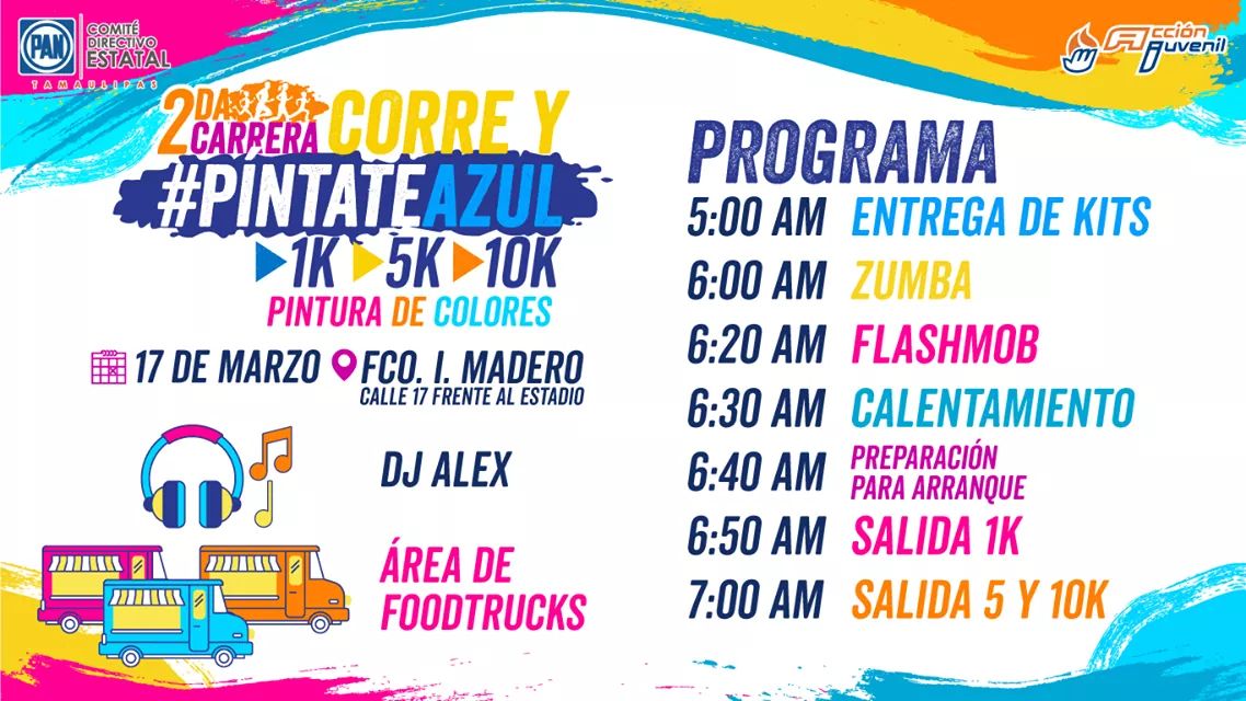 Mañana la segunda edición de la carrera Corre y #PintateAzul, una fiesta de color.
